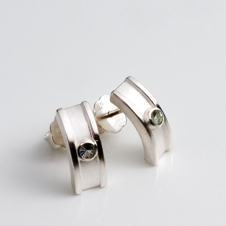  Stud earrings, 925 silver, tourmalines