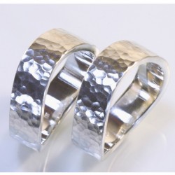  Wedding rings, 925 silver, wave with hammer blow