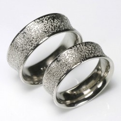  Concave wedding rings, 950 palladium grain