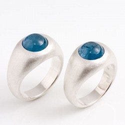  Wedding rings, band rings, 925 silver, aquamarine