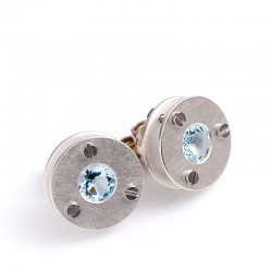  Stud earrings, 925 silver, aquamarine