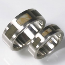  Special wedding rings, 950 palladium with stones