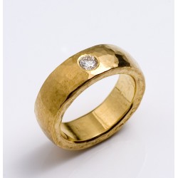 Ring, 999- Gold, Brillant 0,21 ct