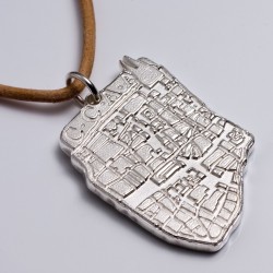  Pendant "CCAA" Cologne city map, 925- silver, leather strap