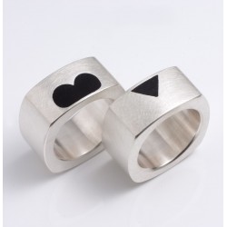 Solid wedding rings, 925 silver, heart