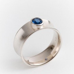  Ring, 925 silver,  hollow arched, sapphire