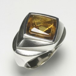  Ring, 925 silver, citrine rhombus