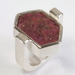  Ring, 925 silver, ruby ​​crystal