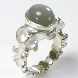  Octopus ring, 925- silver moonstone