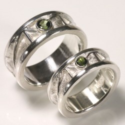 Ornamented wedding rings, 925 silver, tourmalines