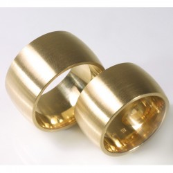  Wide domed wedding rings, 750 gold