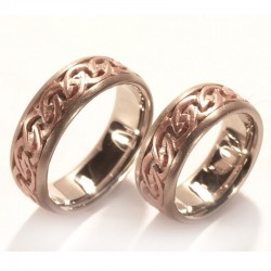  Wedding rings, celtic, 585 red gold and white gold