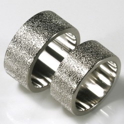 Wedding rings, 950 palladium, grainy surface