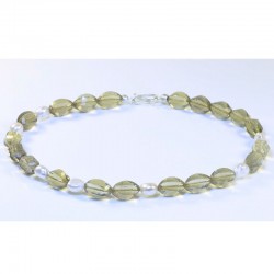 Necklace, 925- silver, lemon citrine, pearls