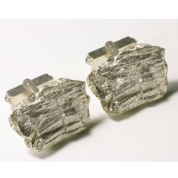  Cufflinks, 925 silver, redwood bark, square