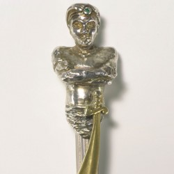  Maharajah ballpoint pen, 925- silver, brass, emerald