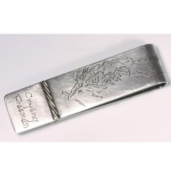 Money clip, stainless steel, dragon
