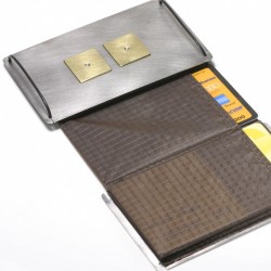  Credit card holder, stainless steel, 750 gold, diamonds