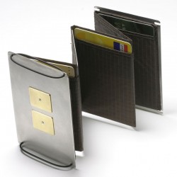  Credit card holder, stainless steel, 750 gold, diamonds