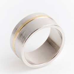  Ring, 925 silver, 750 gold stripe