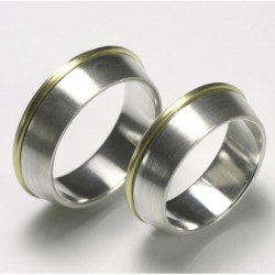  Bicolor wedding rings, 925- silver, 750- gold