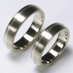  Wedding rings, 585 white gold, silver stripes