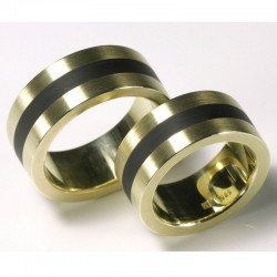  Wedding rings, 585 gold with cold enamel