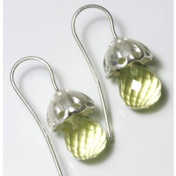  Earrings, 925 silver, pagodas, lemon citrine