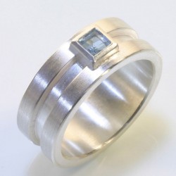  Ring, 925 silver, aquamarine carrée