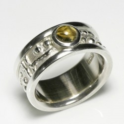  Mining ring, 925 silver, citrine