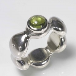 Ring, 925- Silber, Peridot Cabouchon