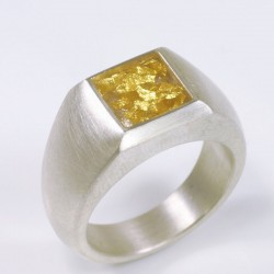  Ring, 925- silver, gold leaf, cold enamel