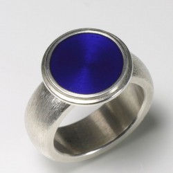 Ring, 925 silver, blue cold enamel