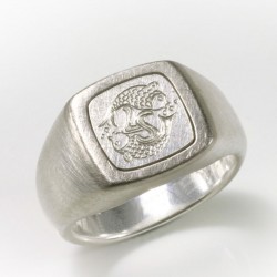  Signet ring, 925 silver, palladium, engraving