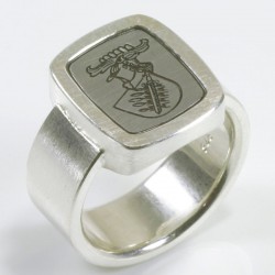  Signet ring, 925 silver, steel, engraving