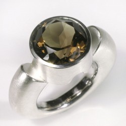  Cornucopia ring, 925 silver, smoky quartz