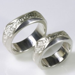  Wedding rings, 925 silver, engraved quadrature